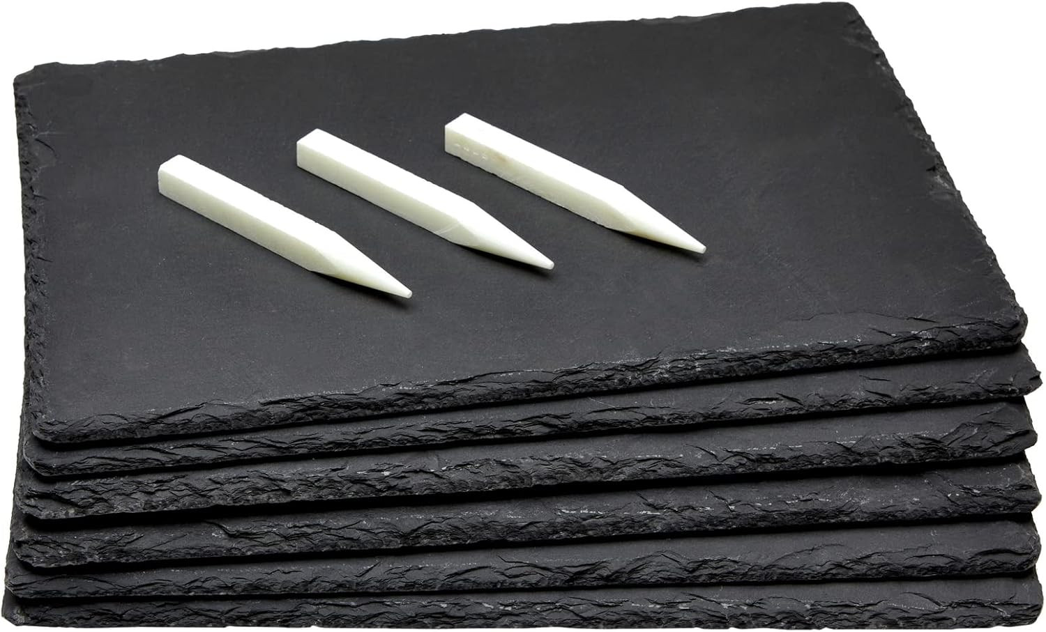 Set of 6 Black Slate Charcuterie Boards with Chalk, Individual Stone Plates for Cheese, Meat, App... | Amazon (US)
