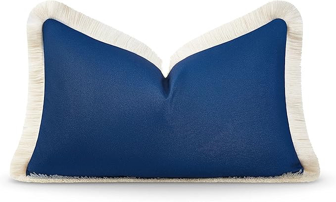 Hofdeco Premium Coastal Hampton Style Patio Indoor Outdoor Lumbar Pillow Cover Only, 12"x20" Wate... | Amazon (US)