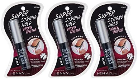 iENVY by KISS Super Strong Hold Eyelash Adhesive Black (3 Pack) Brush On Latex Free 0.176oz | Amazon (US)