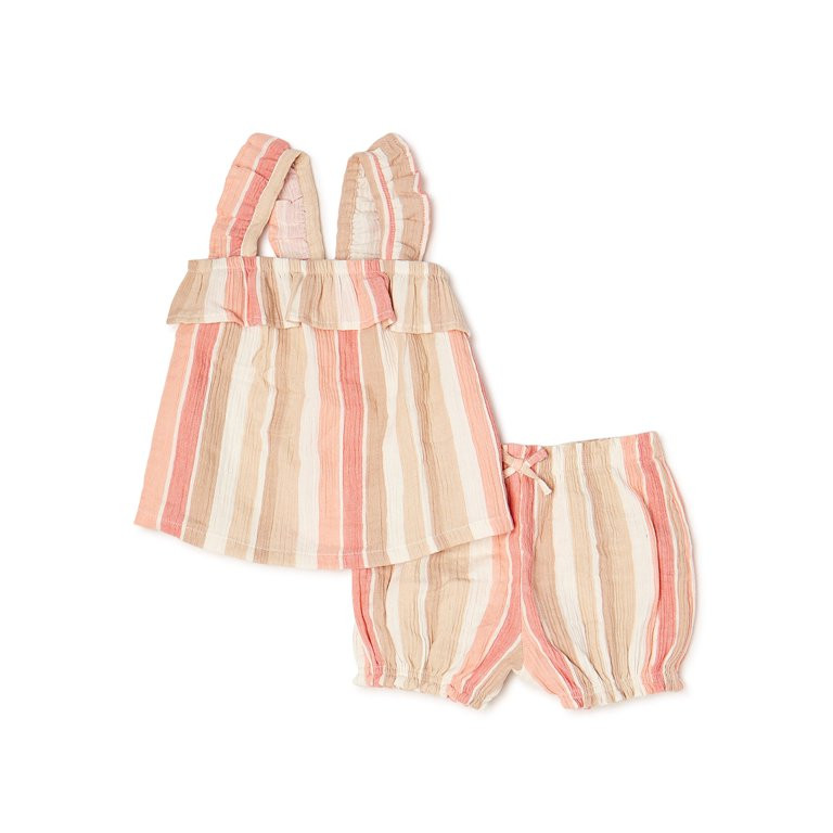 Wonder Nation Baby Girl Tunic Top and Shorts Outfit Set, 2-Piece | Walmart (US)