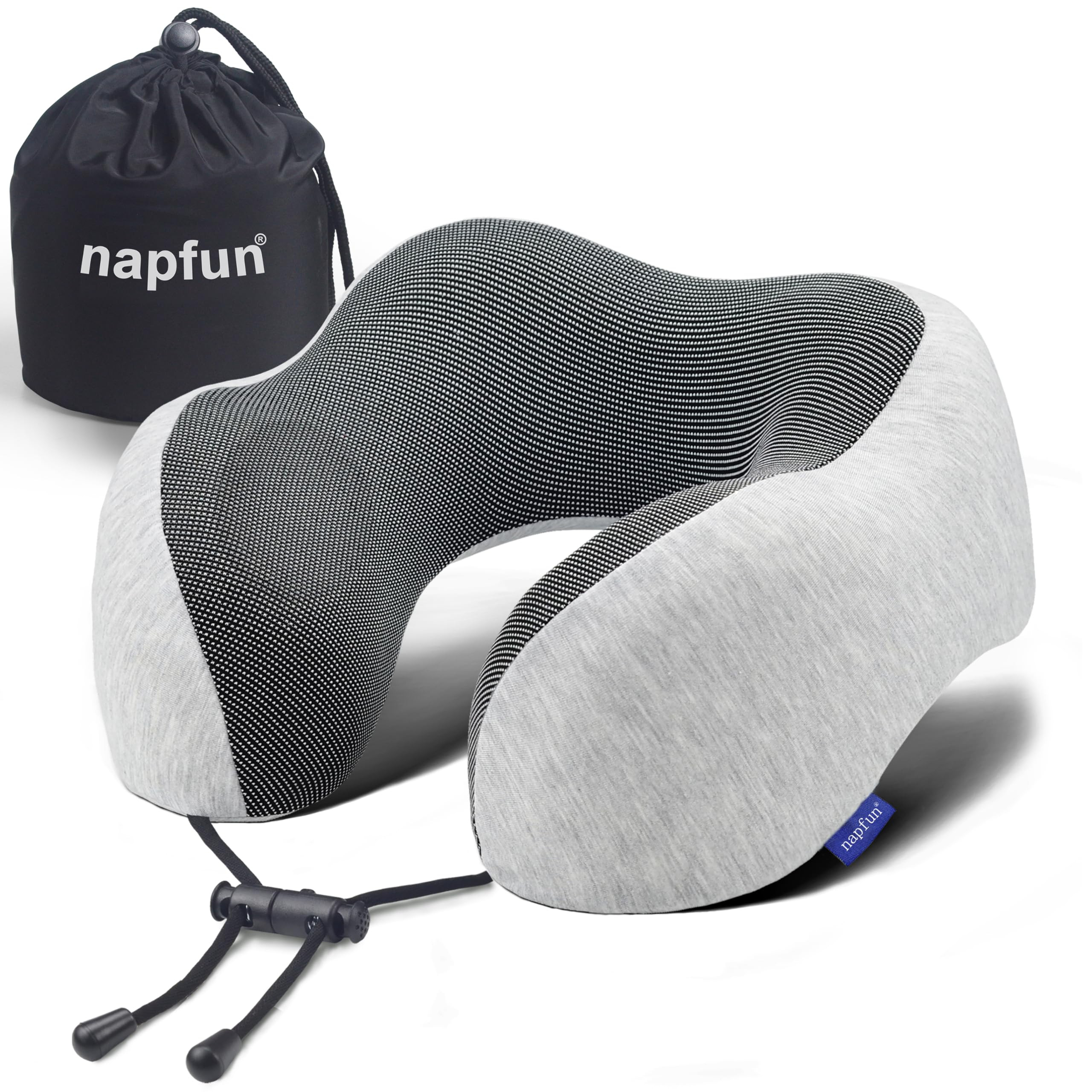napfun Neck Pillow for Traveling, Upgraded Travel Neck Pillow for Airplane 100% Pure Memory Foam ... | Amazon (US)