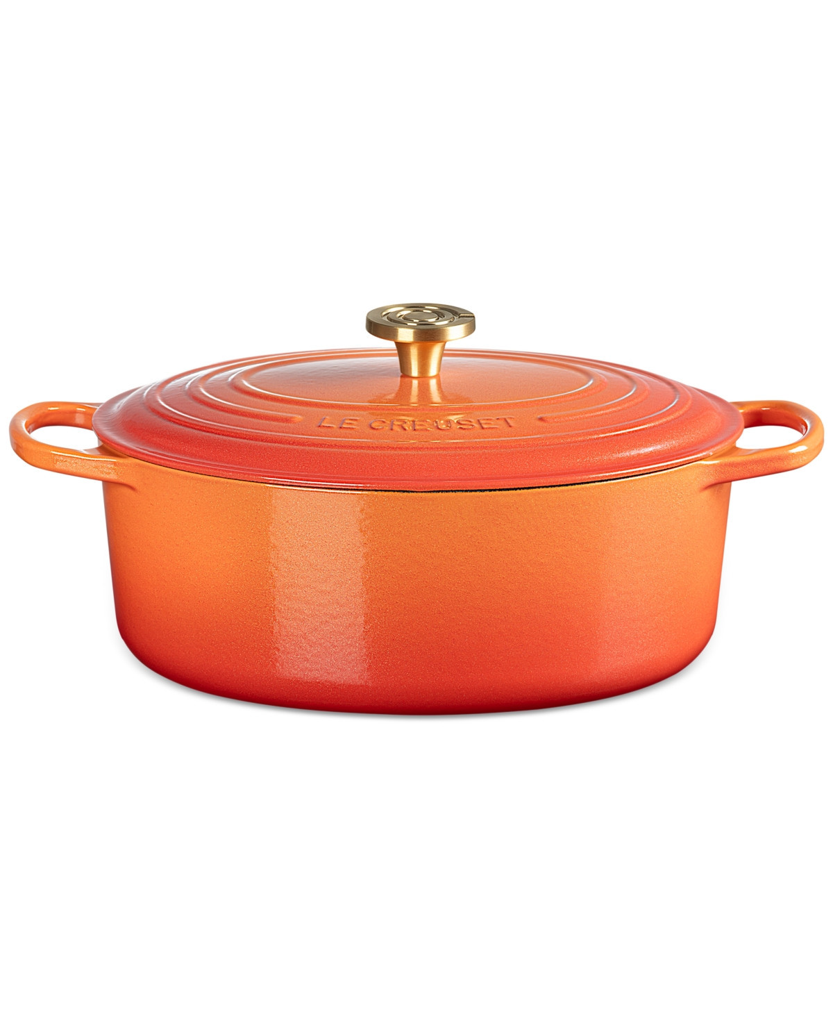 Le Creuset Signature 6.75-Qt. Flamme Doree Oval Oven with Crucible Knob - 100th Anniversary Edition - Flamme Dor | Macy's