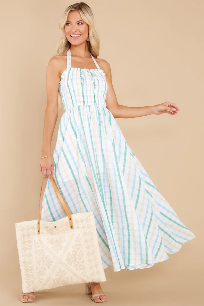 So Lovely Green And Yellow Gingham Maxi Dress | Red Dress 