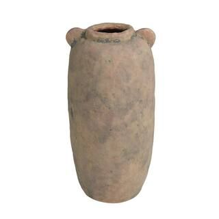 Litton Lane 16 in. Brown Distressed Terracotta Ceramic Decorative Vase 043464 - The Home Depot | The Home Depot