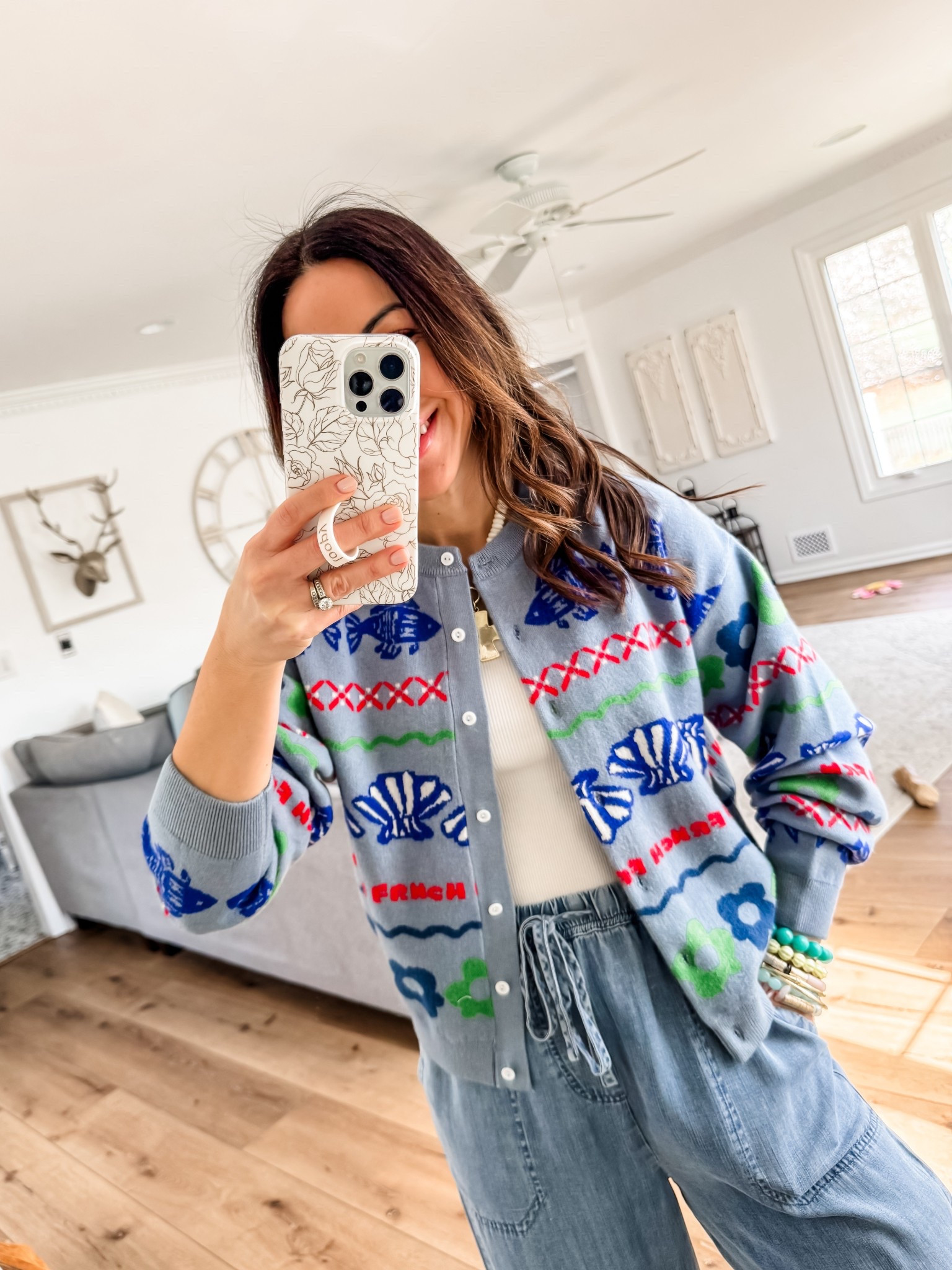 Small cardigan. Small chambray pants.



#LTKOver40