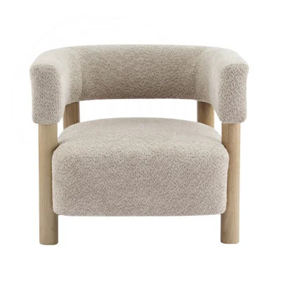 Boucle Upholstered Accent Arm Chair with Rubber Wood Legs | Wayfair North America