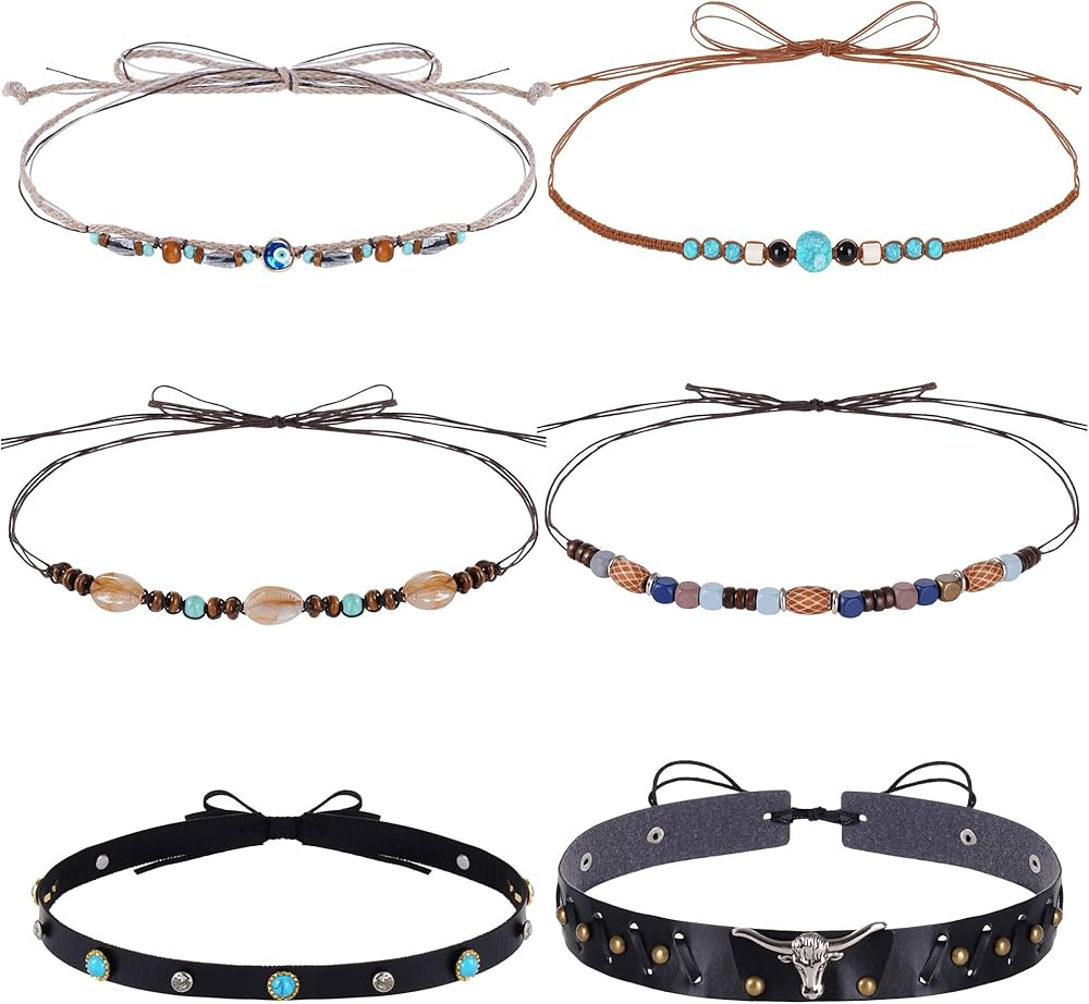 6Pcs Cowboy Hat Bands Ethnic Western Hat Bands for Cowboy Hats Cowgirl Turquoise Hatbands Beaded ... | Amazon (US)