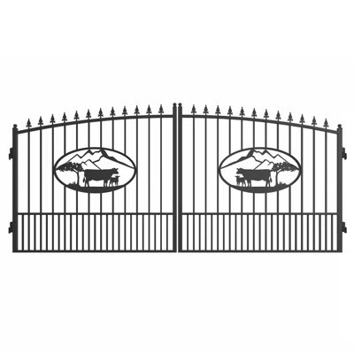 14FT Iron Dual Swing Driveway Gate - Ox Design | Wayfair North America