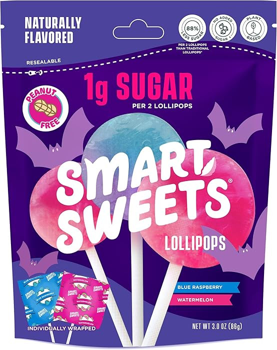 SmartSweets Halloween Lollipops | 3 oz (12 Lolli per pack) | Low Sugar and Calorie Gummy Candy | ... | Amazon (US)