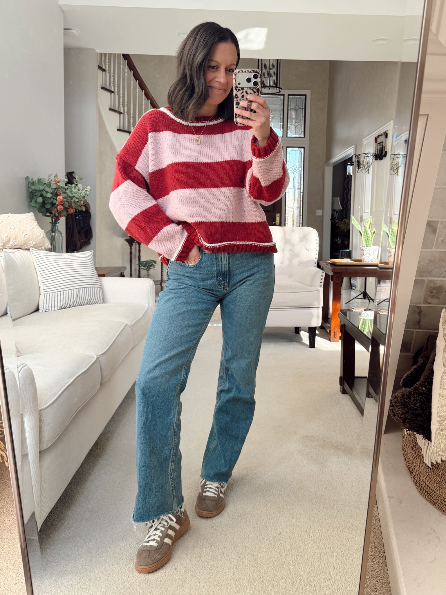 Valentine’s Day outfit!
Amazon striped sweater runs tts. Abercrombie jeans run true to size. Sneakers run big.



#LTKootd #LTKmomlife #LTKOver40