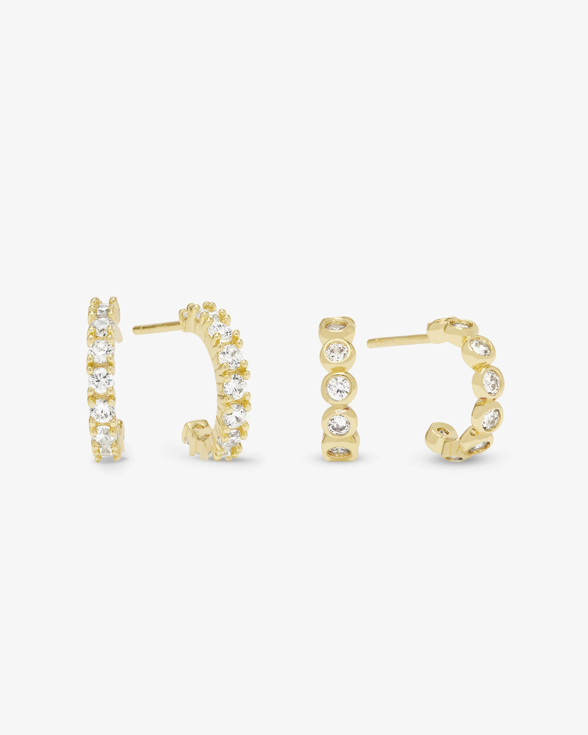 "They're So Cute" Huggie Set - Gold|White Diamondettes | Melinda Maria Jewelry