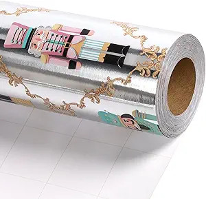 LaRibbons Christmas Foil Wrapping Paper - Mini Roll, Nutcracker Gift Wrap for Christmas, Holiday,... | Amazon (US)