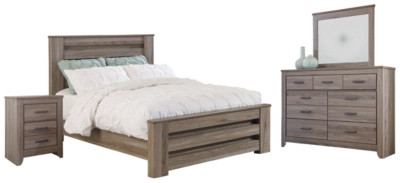 Zelen Queen Panel Bed with Dresser Mirror and Nightstand | Ashley Homestore