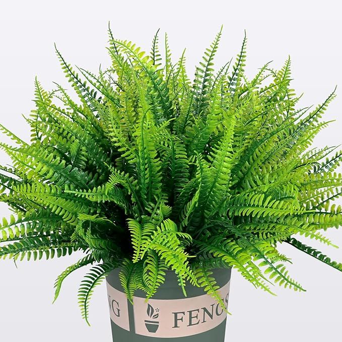 22PCS Artificial Plants Outdoor, Faux Boston Fern for Large Planter, UV Resistant Fake Greenery S... | Amazon (US)