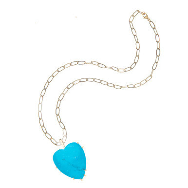Jane Win LOVE Carry Your Heart Pendant Turquoise, 18" Drawn Link | Monkee's of Mount Pleasant