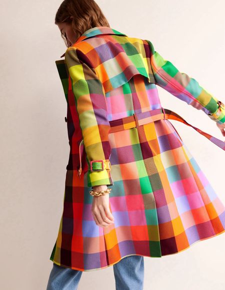 Boden rainbow checked print coat! Colourful! Dopamine dressing  

#LTKFestival #LTKSeasonal #LTKover40