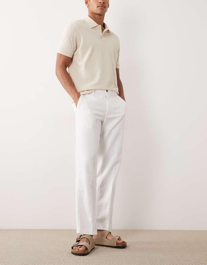 Abercrombie & Fitch pleated straight leg trousers in white | ASOS (Global)