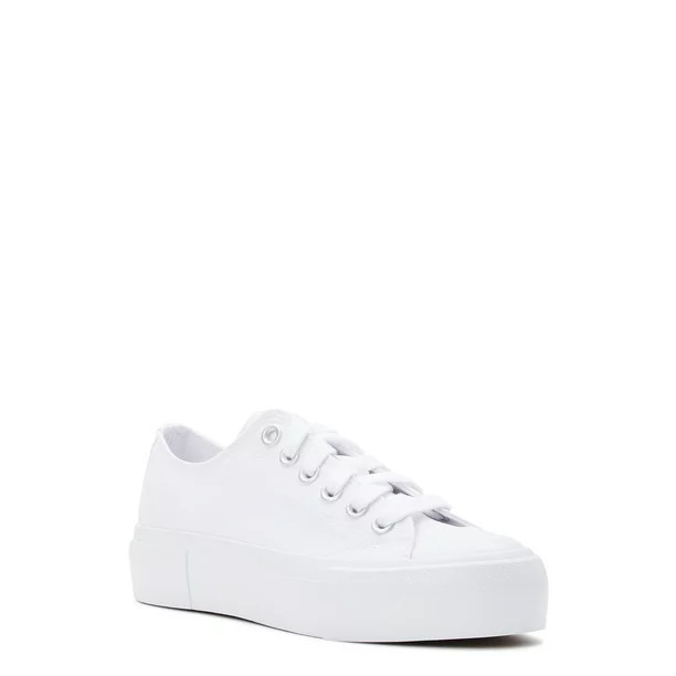 No Boundaries Women's Platform Classic Lace Up Sneakers - Walmart.com | Walmart (US)