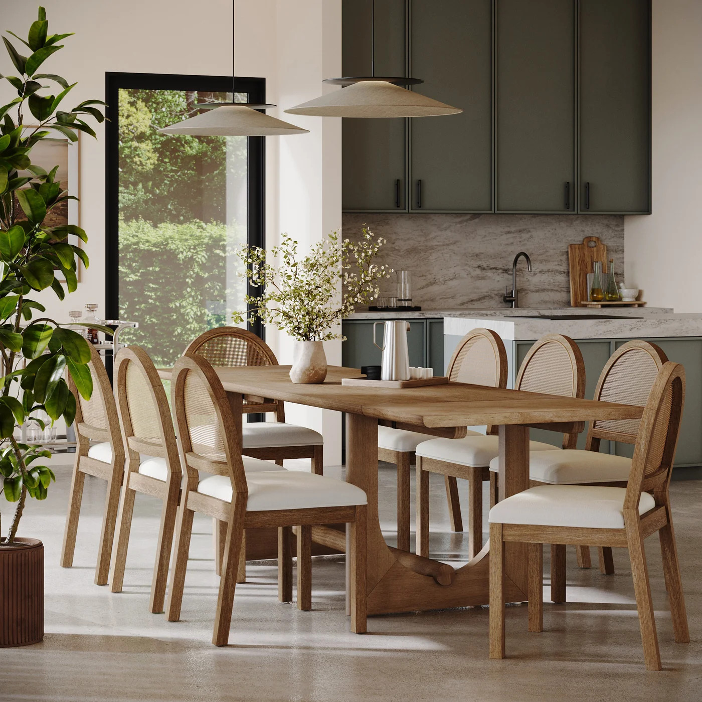 Wood Extendable Dining Room Table with Leaf Extension for 8 | Nathan James