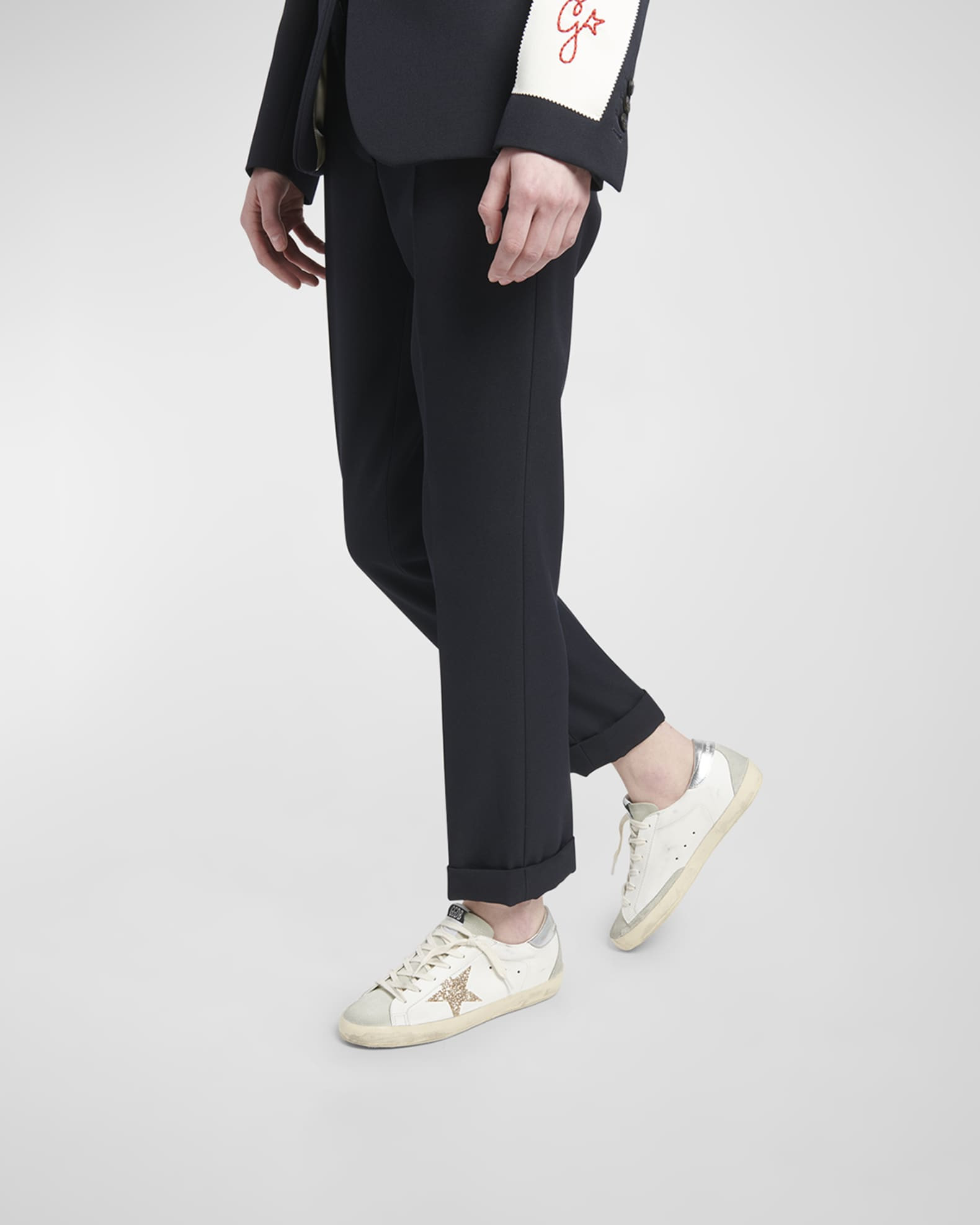 Super-Star Leather Glitter Low-Top Sneakers | Neiman Marcus