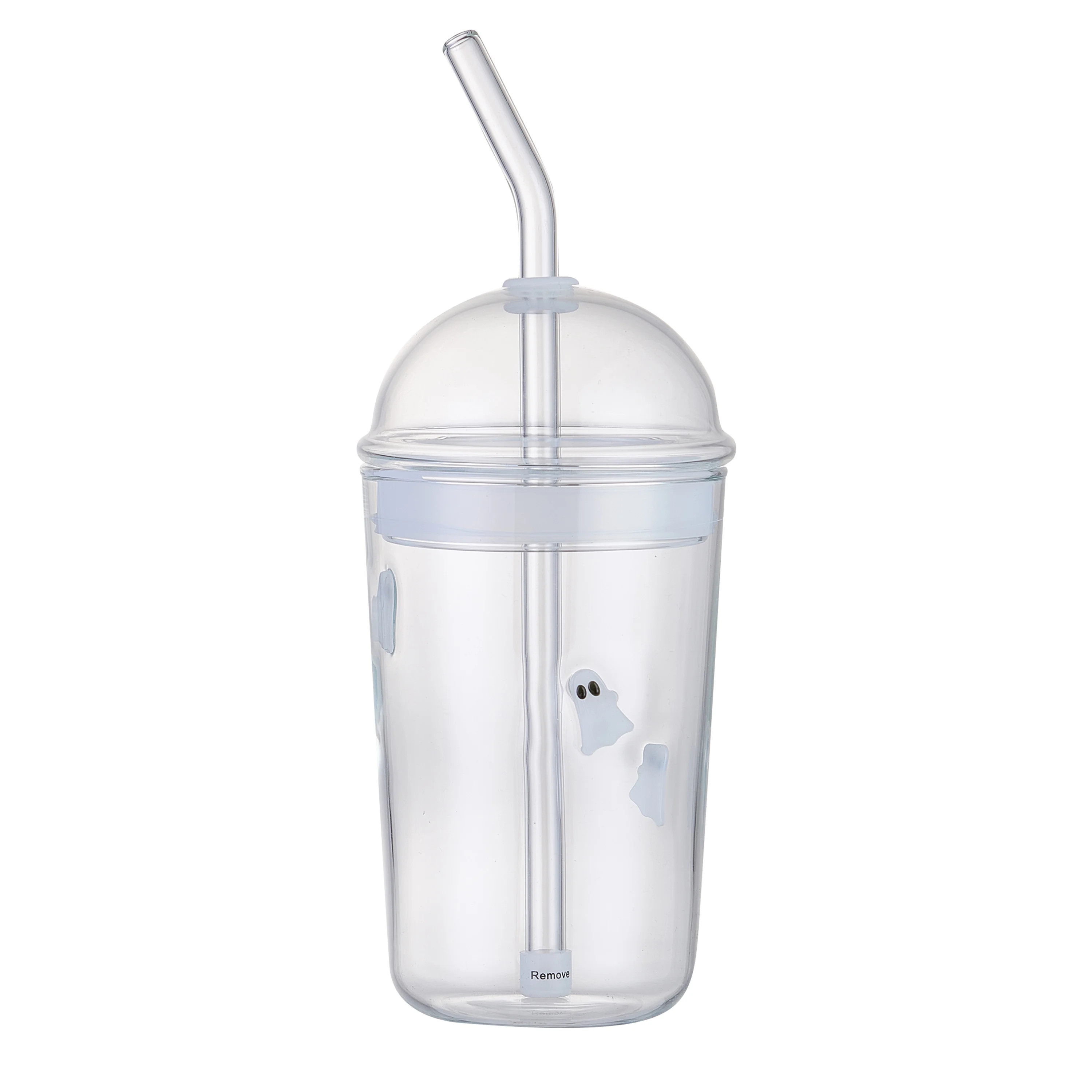 Way to Celebrate 16oz Boo Icon Clear Glass Sipper Cup with Straw and Lid | Walmart (US)