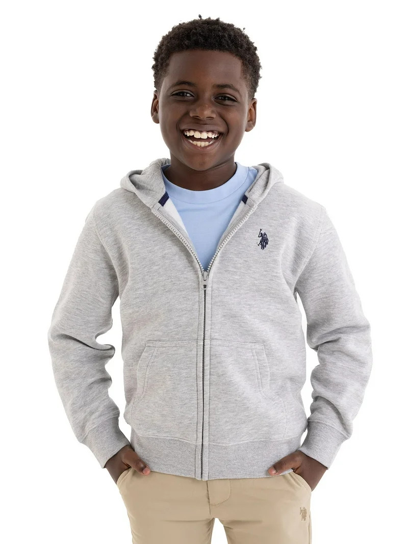 U.S. Polo Assn. Boys Fleece Zip-Up Hoodie, Sizes 4-18 | Walmart (US)