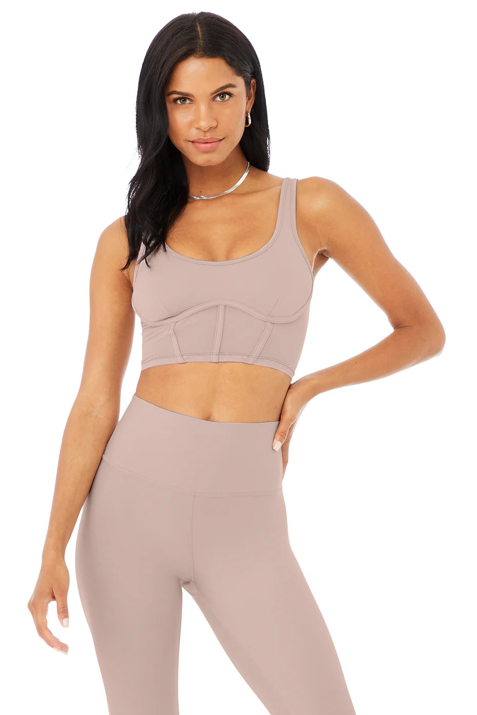 Alo YogaÅ½ | Airbrush Mesh Corset Tank Top in Dusty Pink, Size: Large | Alo Yoga (US)