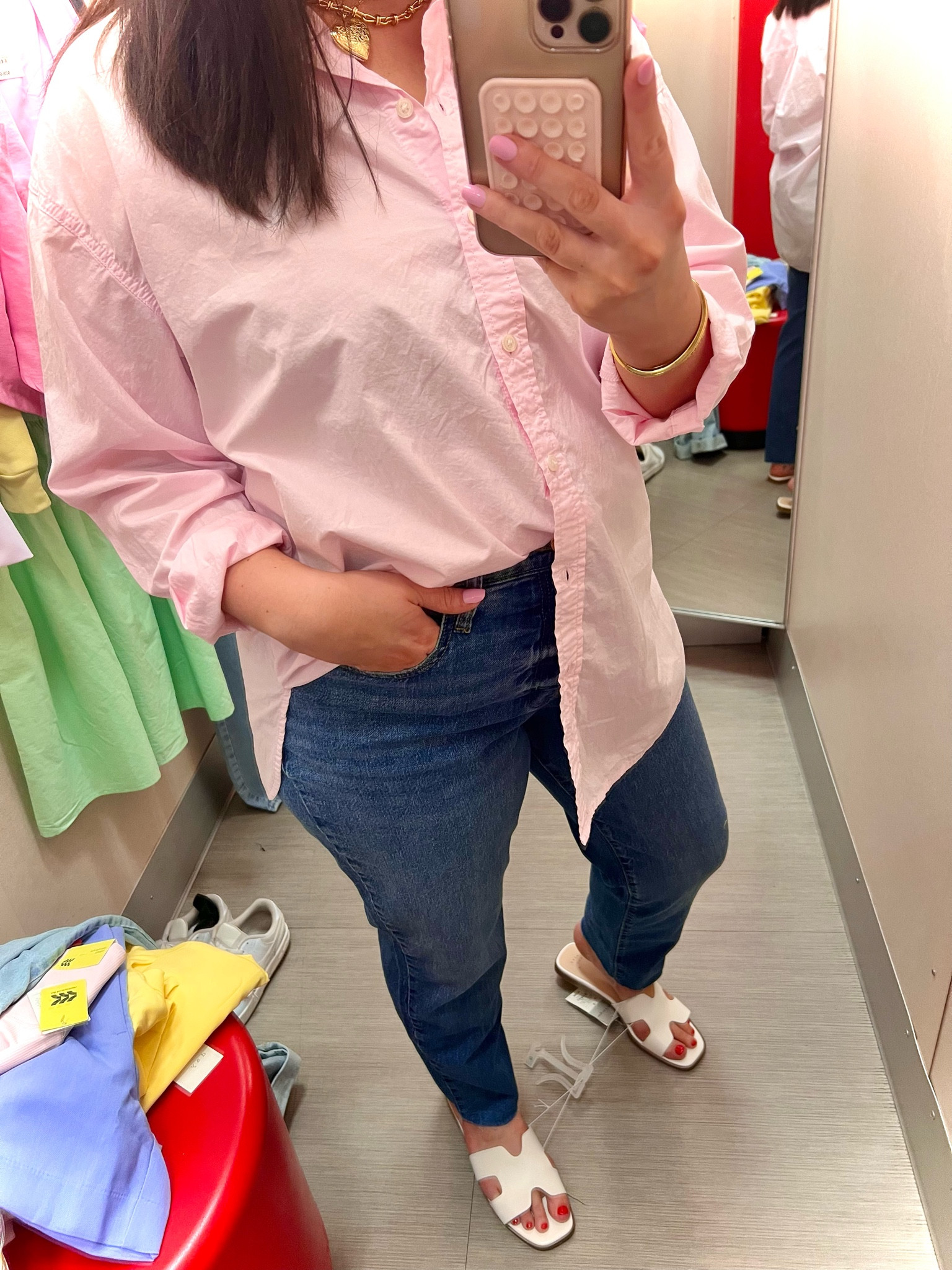 Casual look from Target / wearing normal size L in top and 12 in jeans

#LTKmidsize #LTKstyletip #LTKfindsunder50
