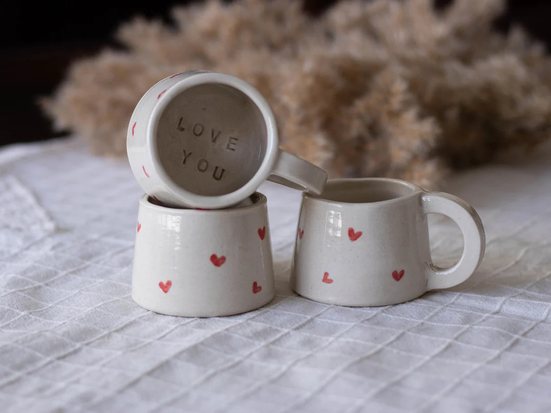 Handmade Ceramic Espresso Cup: 'love You' Heart Mug, 3oz/4oz - Etsy | Etsy (US)