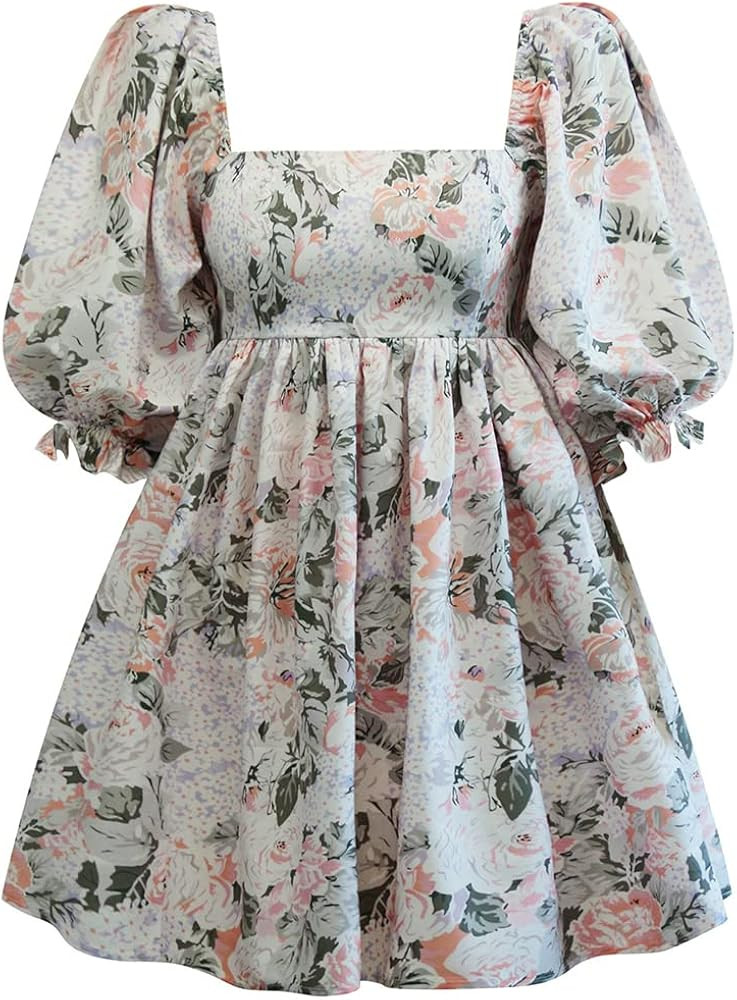 Sister Amy Womens Lantern Sleeve Dress Ruffled Off Shoulder A-Line Mini Dress | Amazon (US)