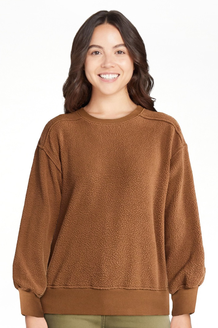 Time and Tru Women's Reverse Fleece Pullover Sweatshirt, XS-XXXL | Walmart (US)