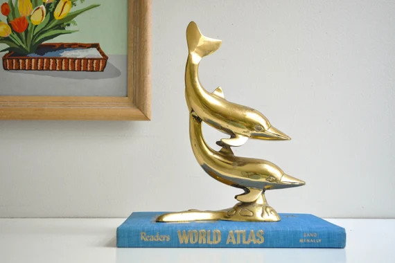 Vintage Brass Dolphin Statue or Sculpture - Nautical Brass Sculpture | Etsy (US)