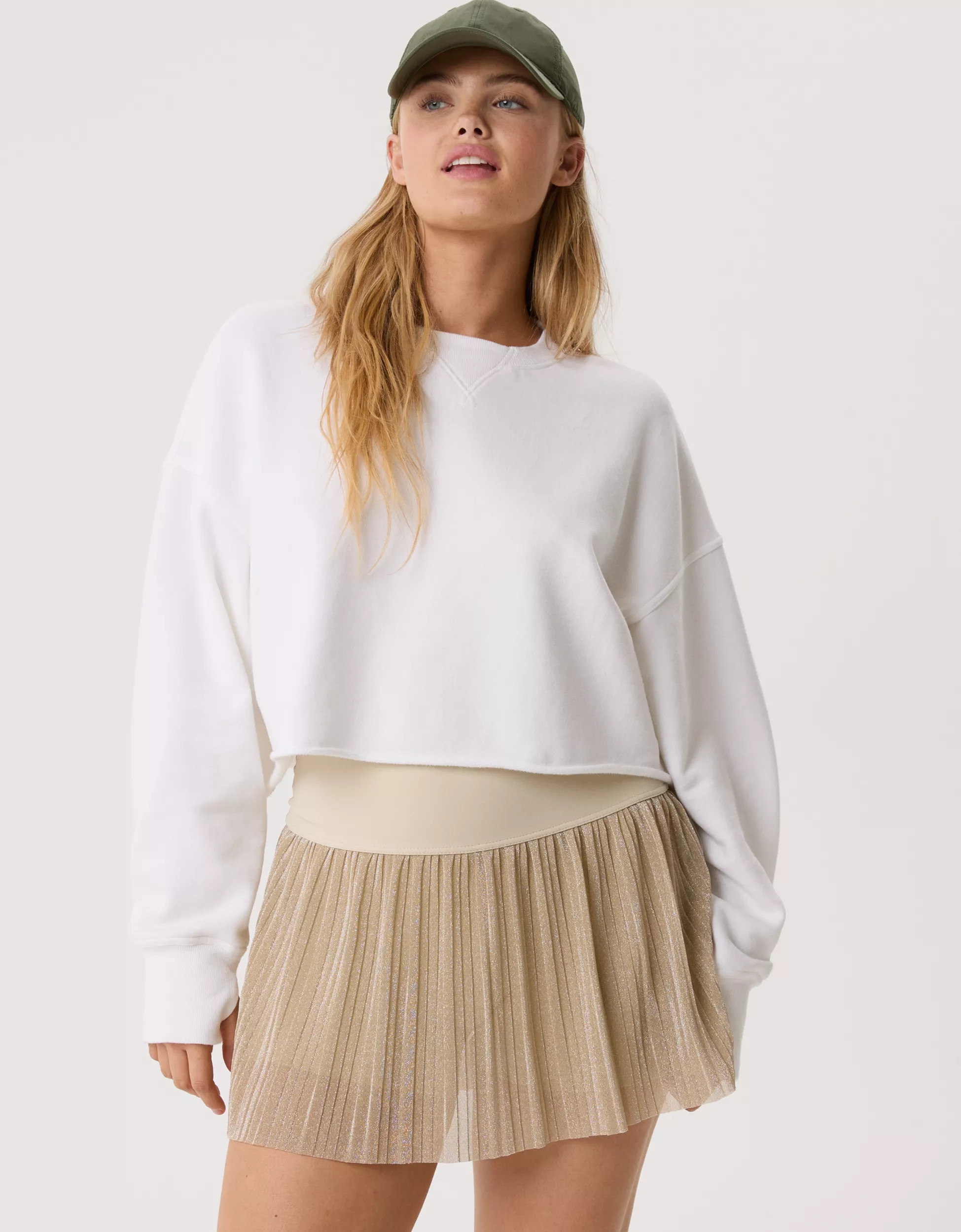 OFFLINE By Aerie Throw-Back Cropped Crewneck Sweatshirt | Aerie