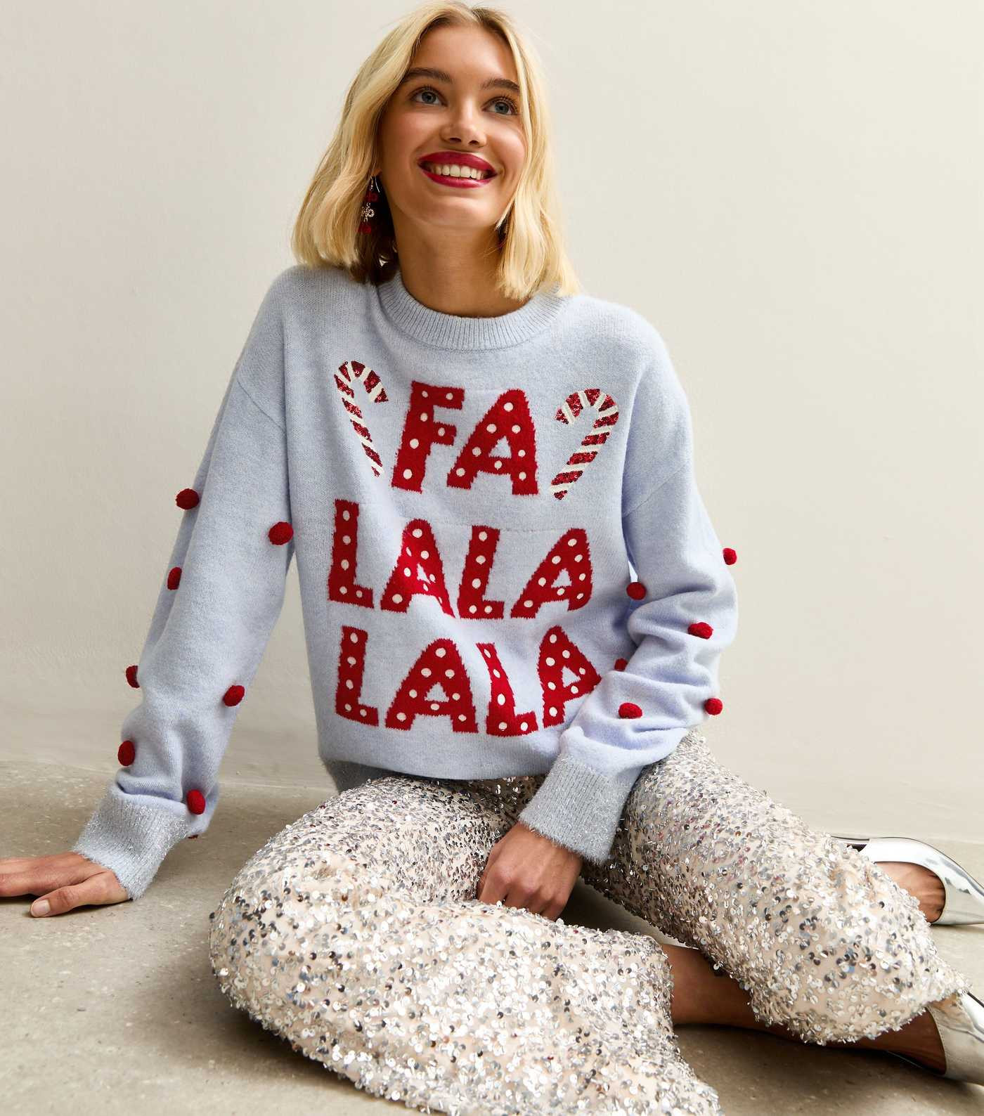 Blue Fa Lala Lala Crew Neck Christmas Jumper | New Look | New Look (UK)