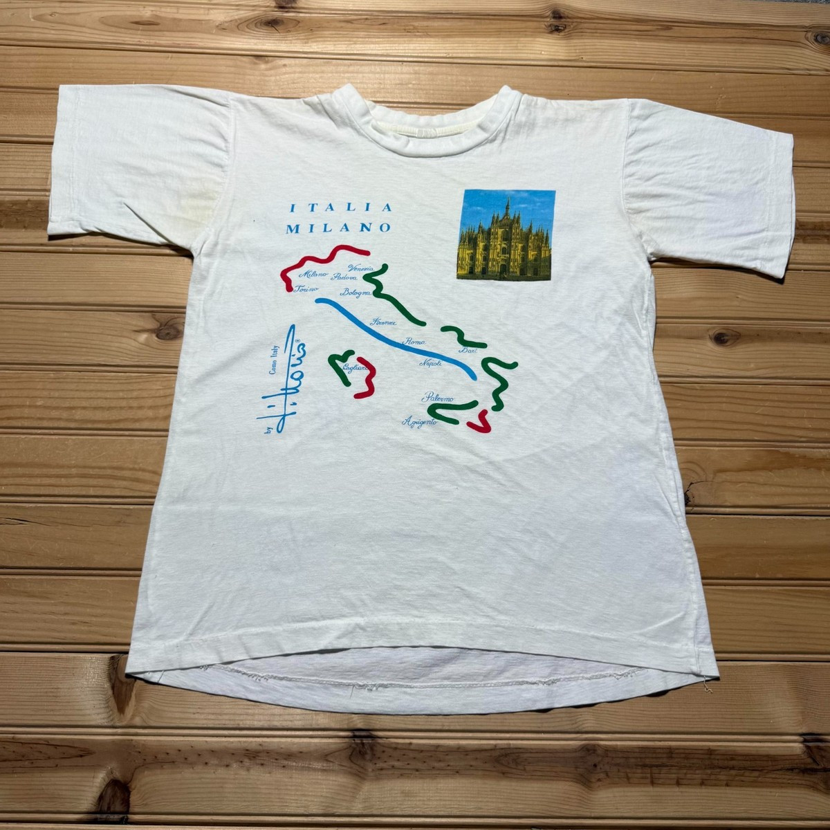 Vintage 90s Vittorio Italia Milano Map Como Italy Graphic Souvenir T-Shirt Small | eBay | eBay US