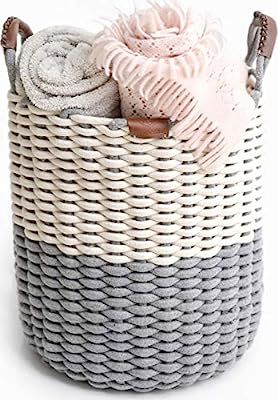 Northern Rey Cotton Rope Basket - XL Handmade Basket with Handle – Woven Basket for Kids Toys, ... | Amazon (US)