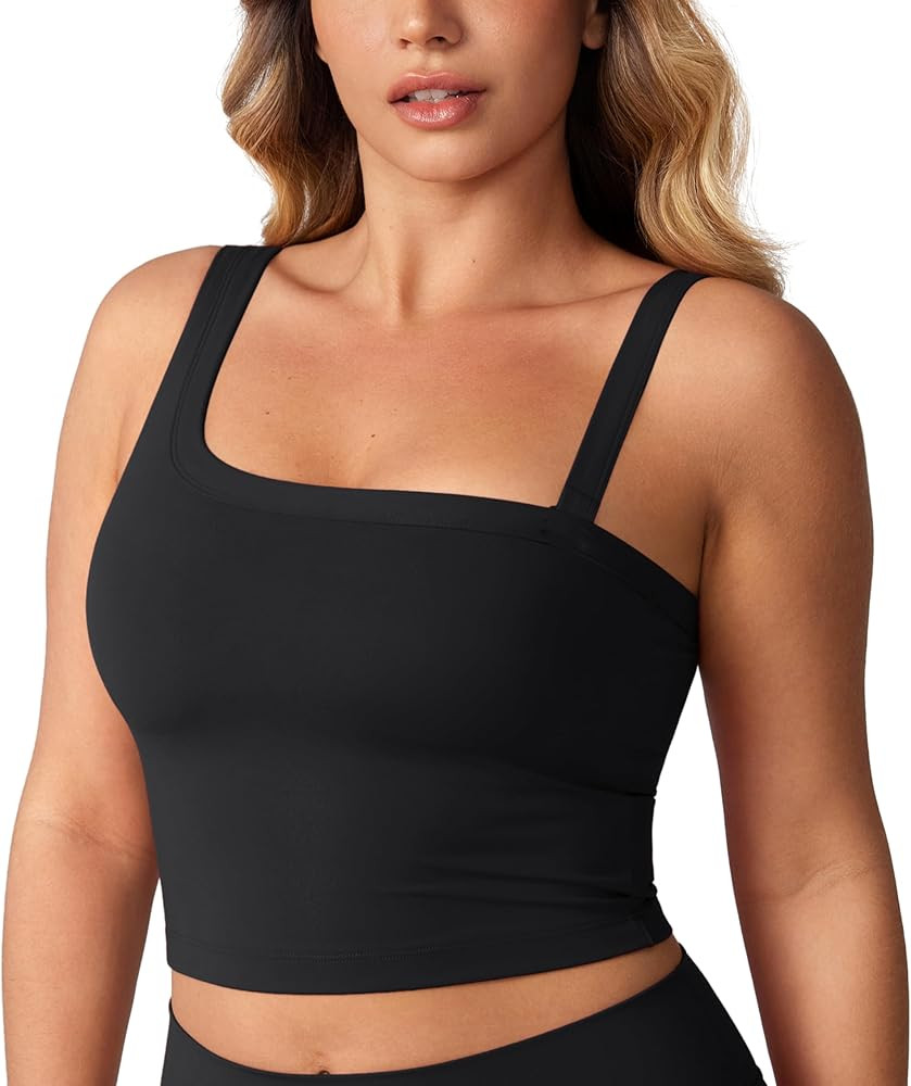Hugcurve Detachable Shoulder Strap Longline Sports Bra for Women One Shoulder Workout Tank Crop T... | Amazon (US)
