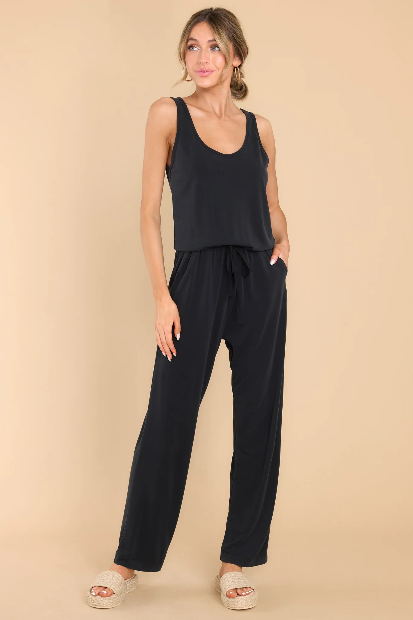 Play My Cards Black Jumpsuit | Red Dress 