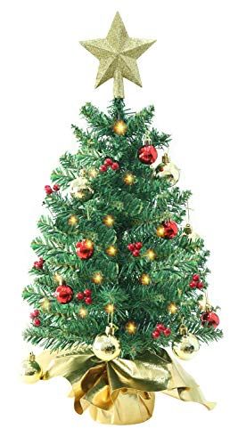Liecho 24 Inch Tabletop Mini Christmas Tree, Miniature Pine Christmas Tree with Hanging Ornaments, B | Amazon (US)