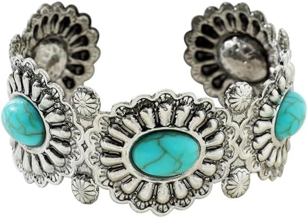 BUBGDYFO Turquoise Cuff Bracelet,South Western Cowgirl Bangle Bracelets Bohemian Gift for Women G... | Amazon (US)