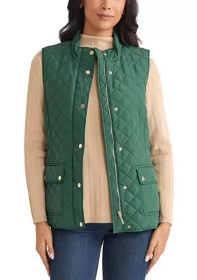 JONES NEW YORK Women's Quilted Vest, Green, XS | Belk