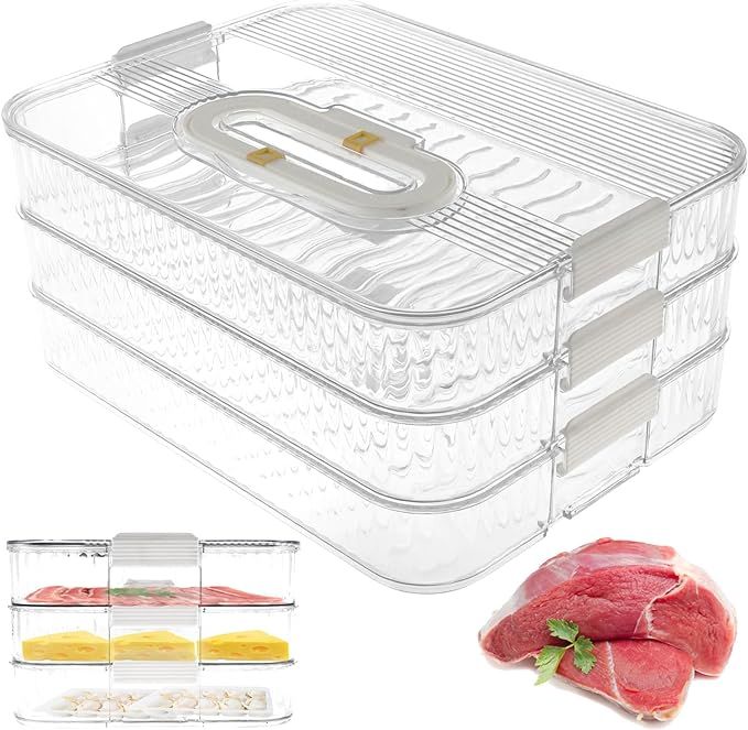 Deli Meat Container for Fridge, 3 Layer / 4 Layer Lunch Meat Container for Refrigerator Organizin... | Amazon (US)