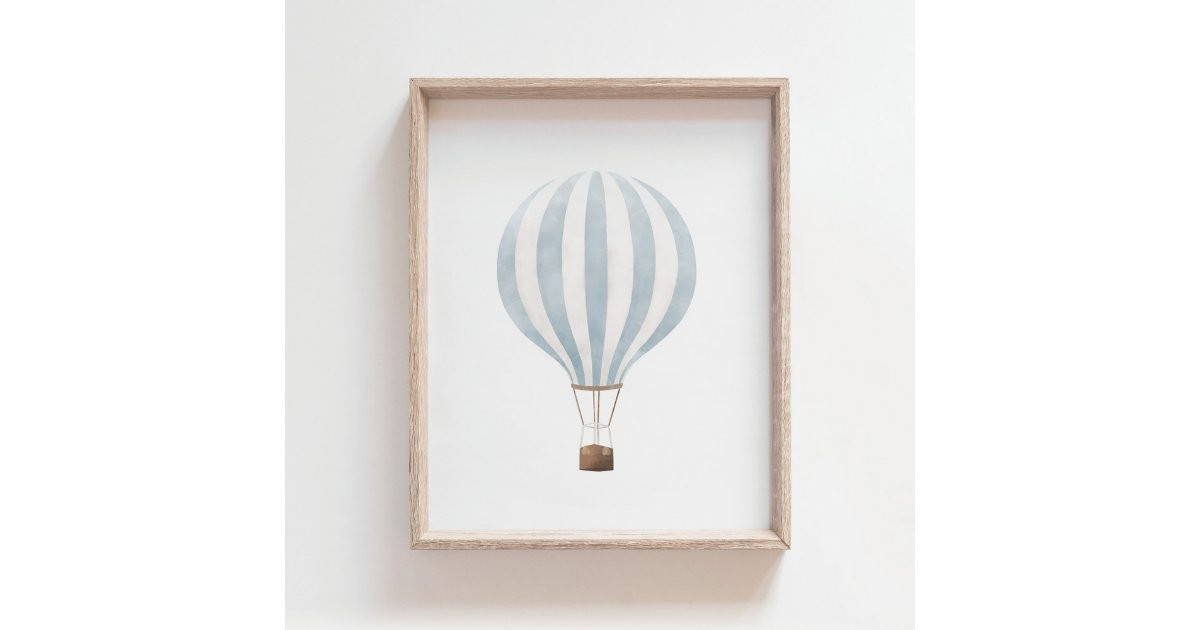Blue Hot Air Balloon Nursery Decor Poster | Zazzle | Zazzle