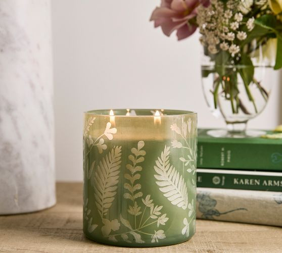 Etched Botanical Candle - Fig Grove & Thyme | Pottery Barn (US)