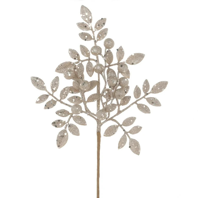 Mainstays 13 inch Gold Leaves Pick, Indoor, Holiday, Plastic | Walmart (US)