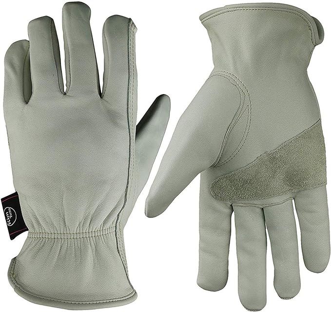 Kim Yuan Leather Work Gloves Grain Cowhide for Yard Work, Gardening, Farm, Warehouse, Constructio... | Amazon (US)