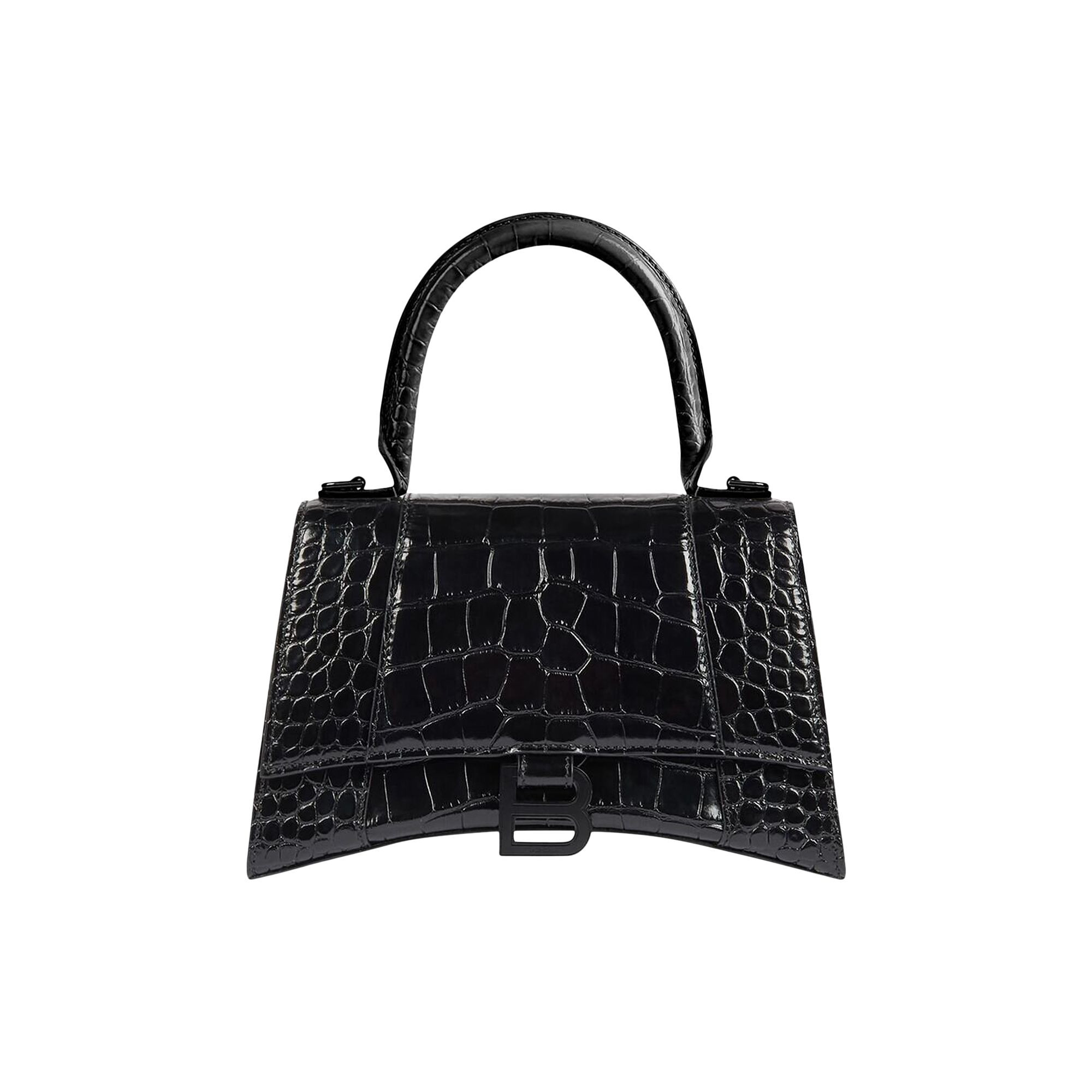 Balenciaga Hourglass Small Croc Embossed Top Handle Bag 'Black' | Women's Size Onesize | GOAT