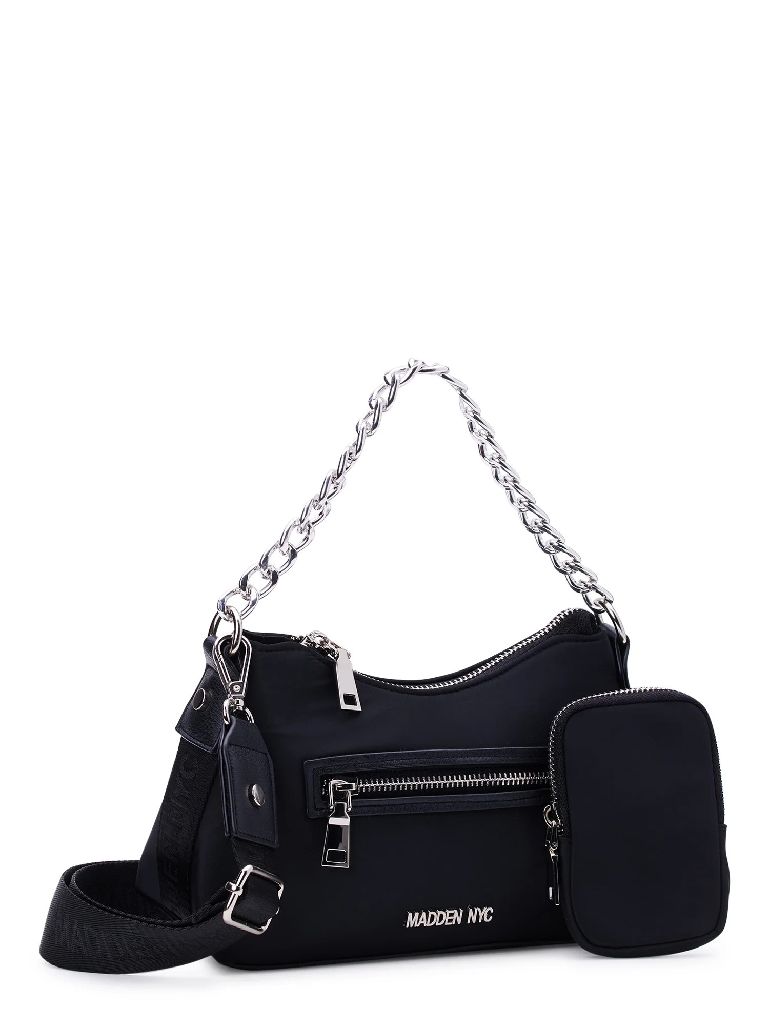 Madden NYC Women's Hobo Crossbody Handbag with Chain, Black - Walmart.com | Walmart (US)