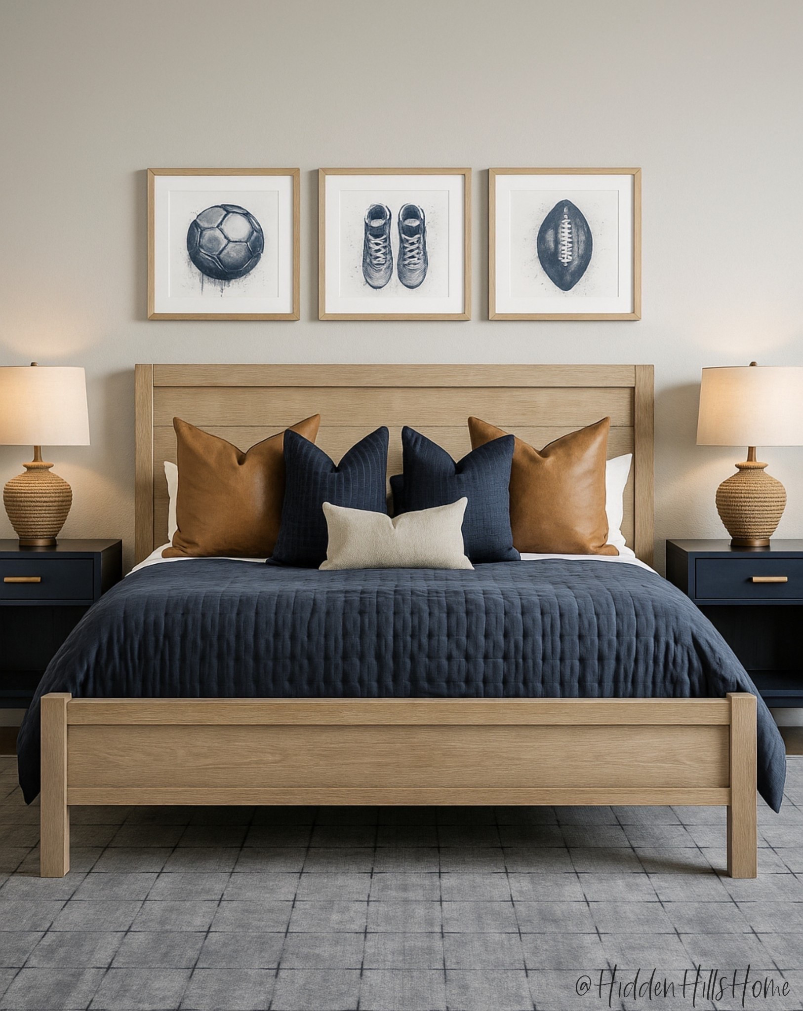 Teen boys bedroom mood board, boys room decor, home decor ideas, masculine boys room, navy blue bedroom, nightstands, desk, teen rug #boysroom

#LTKHome #LTKSaleAlert #LTKKids