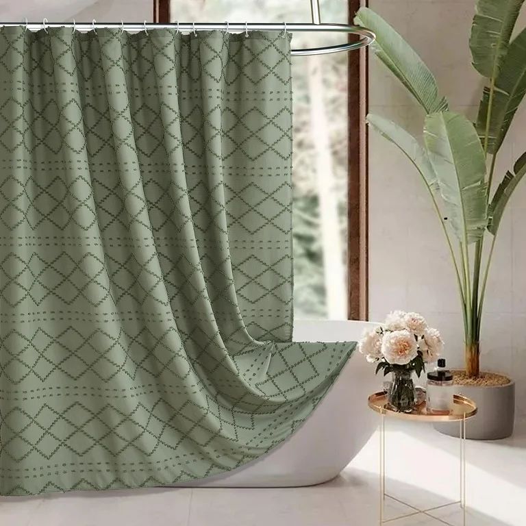 Siiluminisoy Boho Sage Green Textured Shower Curtain for Bathroom，72 x 72 Tufted Chevron Stripe... | Walmart (US)